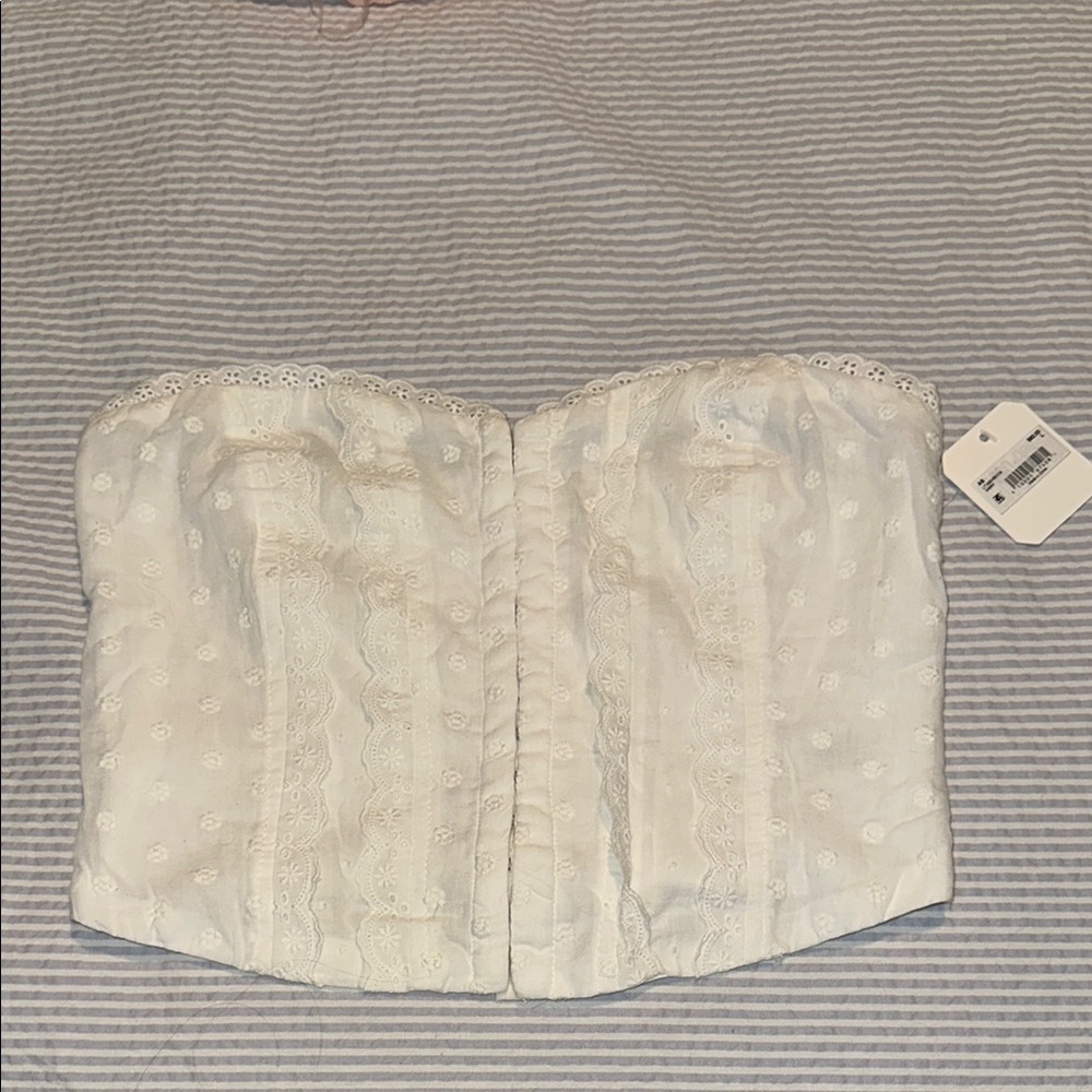 Altar'd State Cream Lace Strapless Crop Top